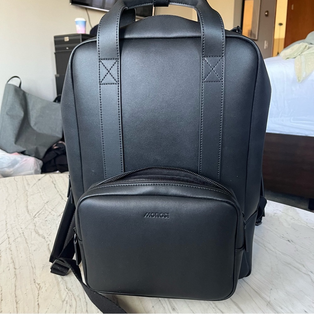 Monos Metro Backpack in vegan leather black